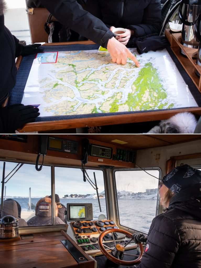 Preparing for the journey with a run through the map and heading out past Nuuk, West Greenland