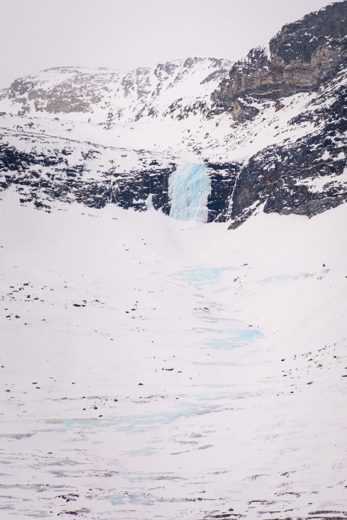 Frozen waterfall in the Nuuk Fjord - West Greenland