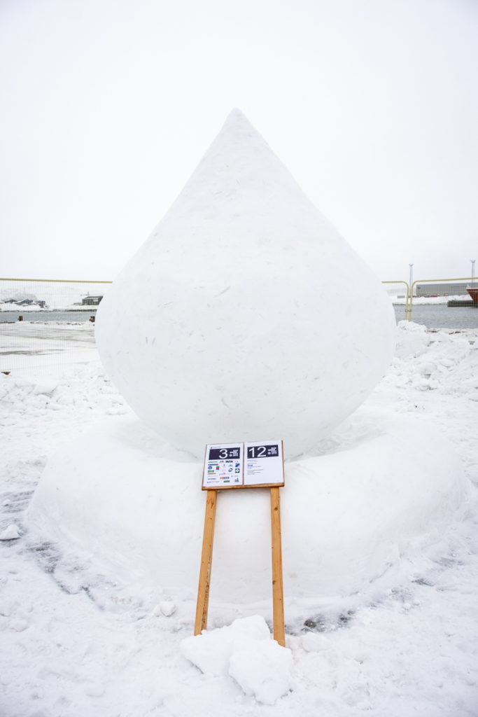 The finished "drop" by Arctic Penguin at the 2019 Nuuk Snow Festival - West Greenland