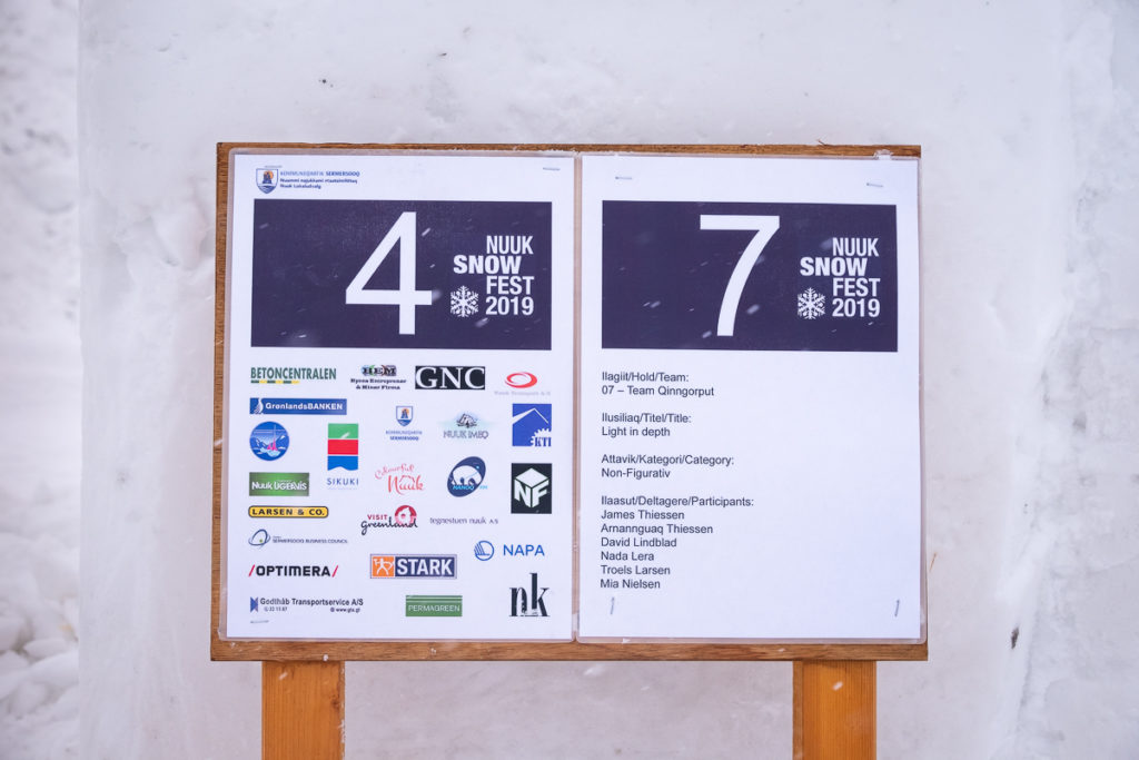 Sign for a competitor at the Nuuk Snow Festival - West Greenland