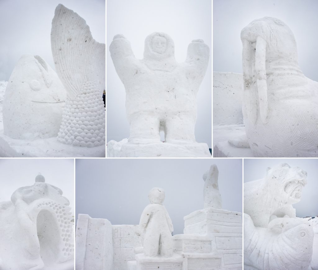 Montage of finished sculptures at the Nuuk Snow Festival - West Greenland