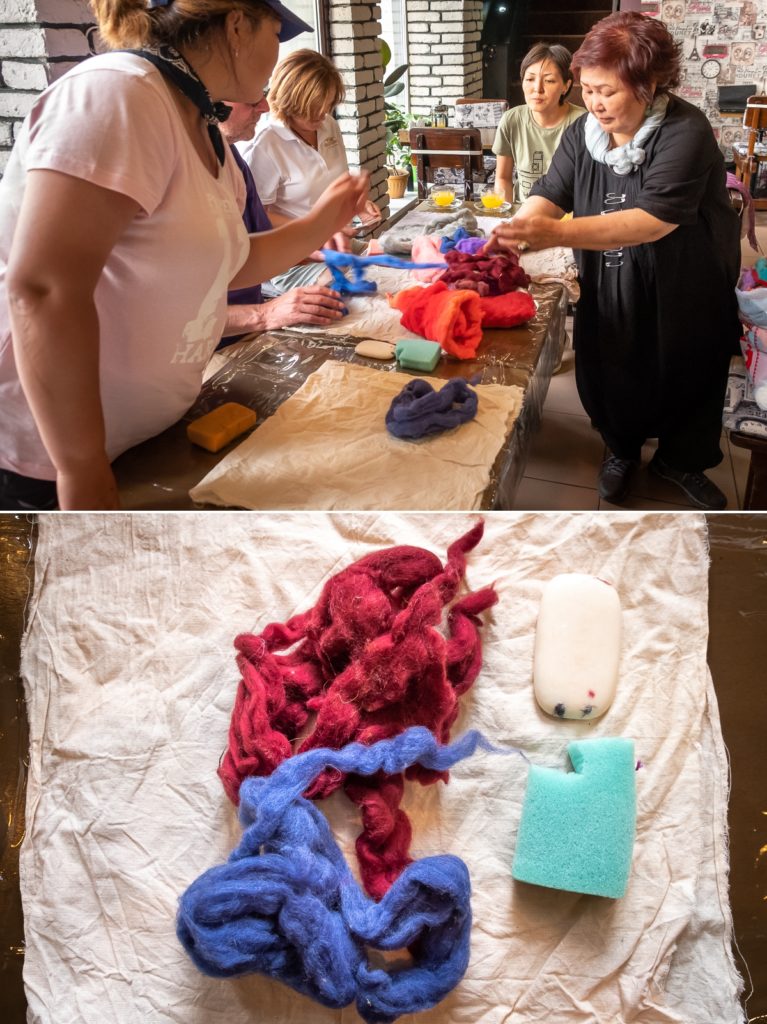 Selecting wool for our felts - Felt workshop - Bishkek