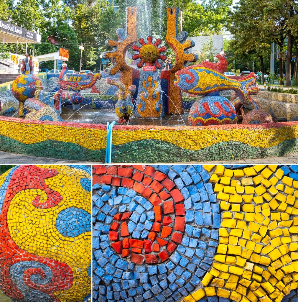 The whole and details of the Sunny Fish Fountain - Bishkek