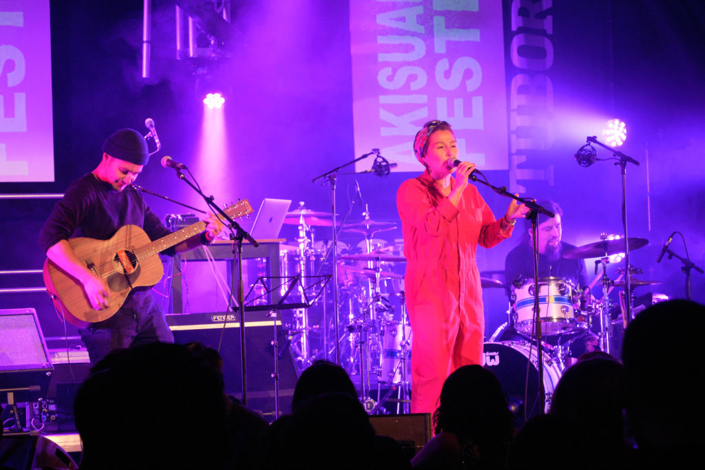 Kimmernaq and her brother Adam playing at the Akisuanerit Festival in Nuuk 2019