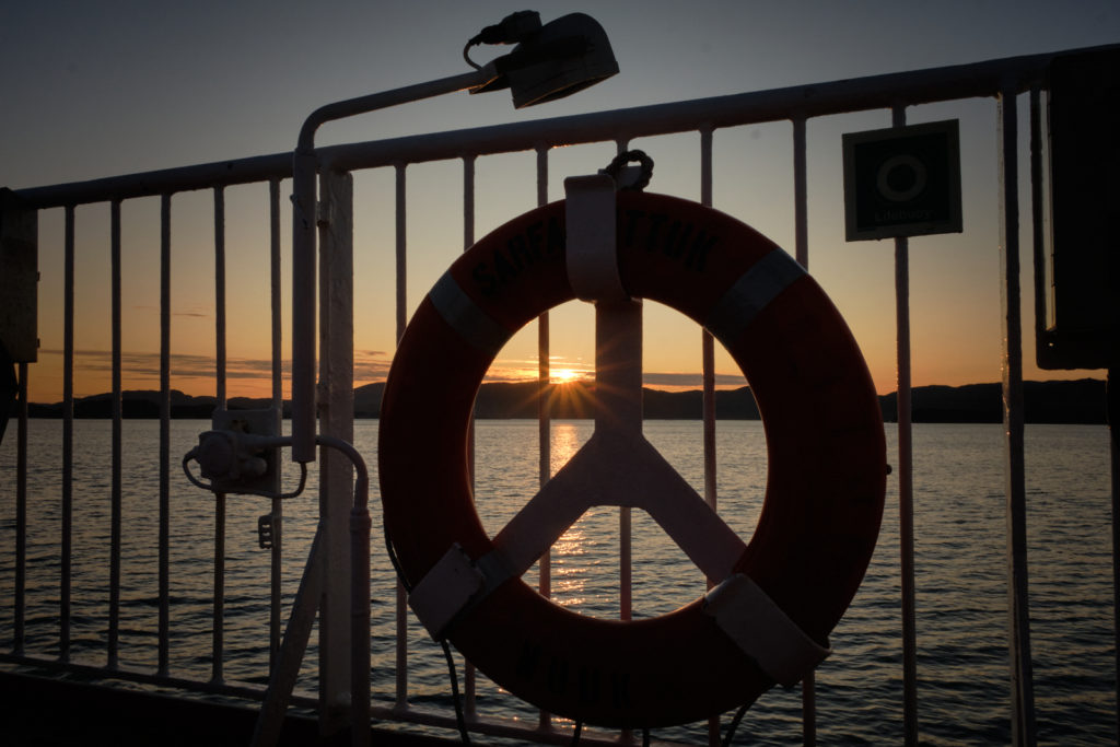 Sunset from the top deck of Sarfaq Ittuk Ferry - West Greenland