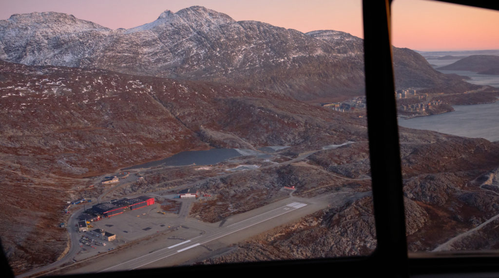 view of airport and store malene from helicopter summit flight - Nuuk - West Greenland