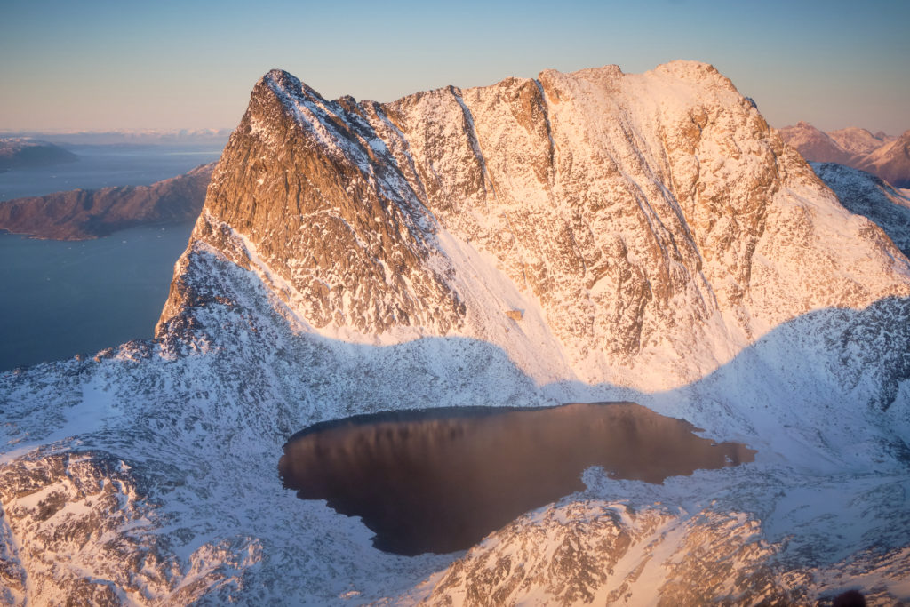 Hidden lake between the ridge and the peak of Sermitsiaq mountain - Nuuk - West Greenland