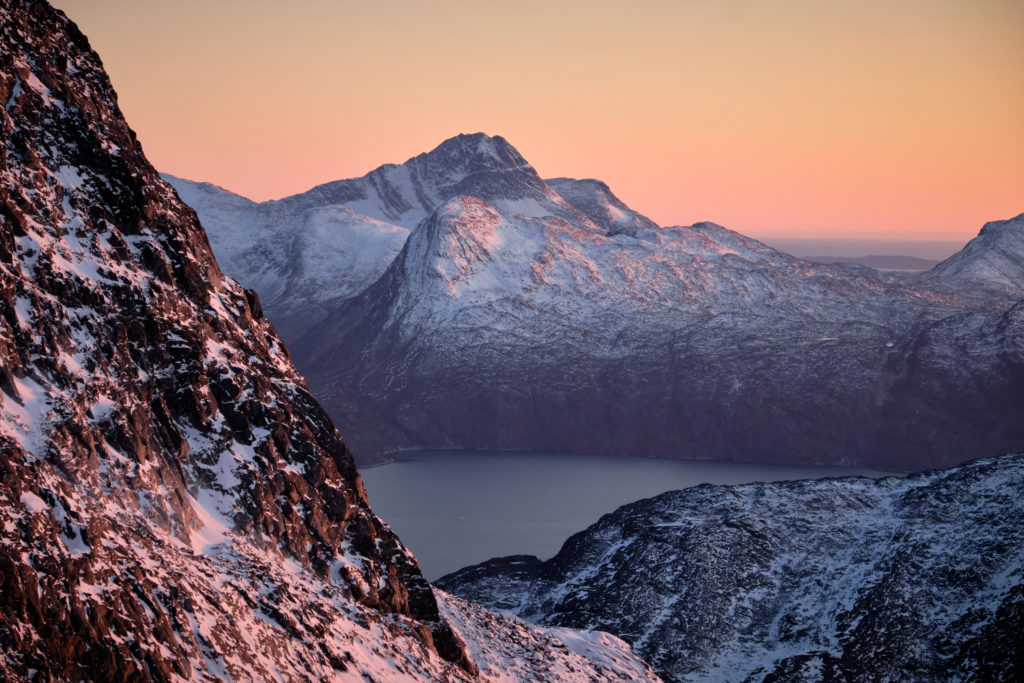 Glimpse of Nuuk Fjord and mountains- West Greenland