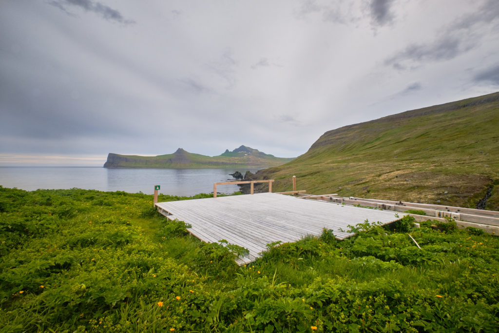 Platform where you can leave your pack if hiking to Kirfi - Hornstrandir - Iceland