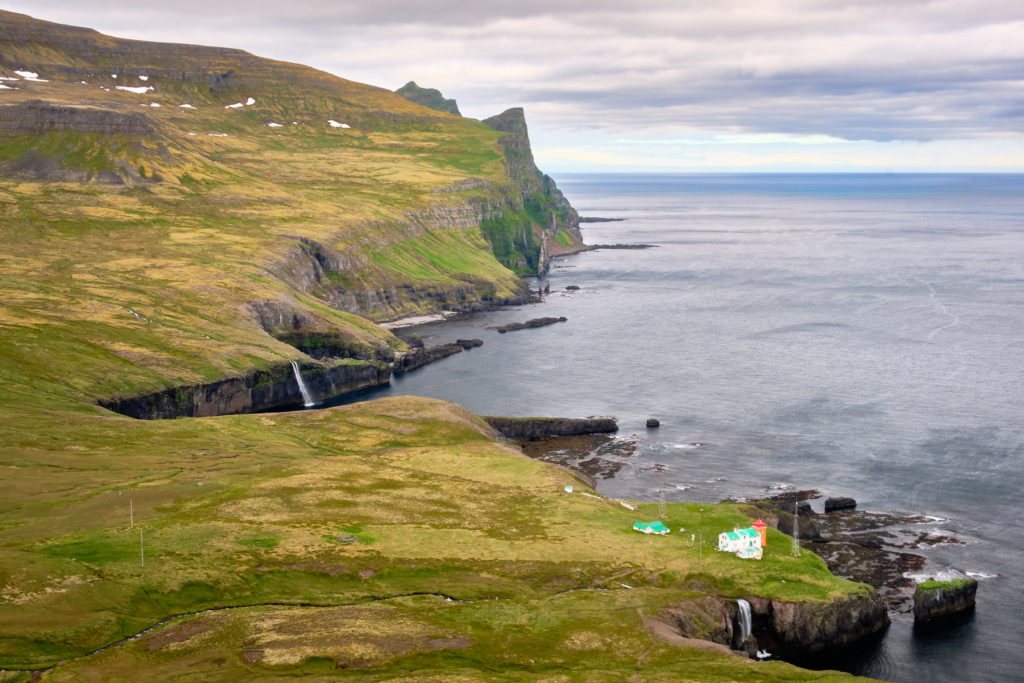 View over Hornbjargsviti Lighthouse from the south at slightly higher elevation - Hornstrandir -Iceland