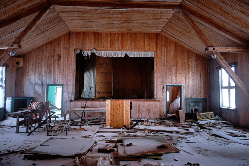 Inside community hall - Nordafar Abandoned fish factory near Nuuk