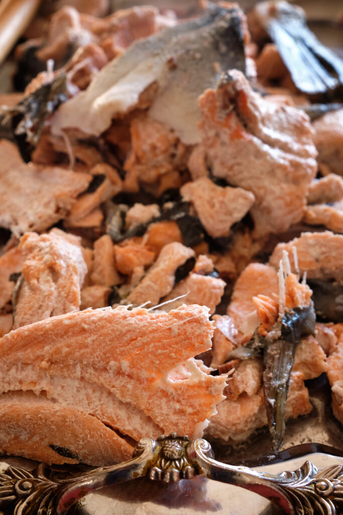 Boiled arctic char for dinner at Sassannguit near sisimiut - Greenland