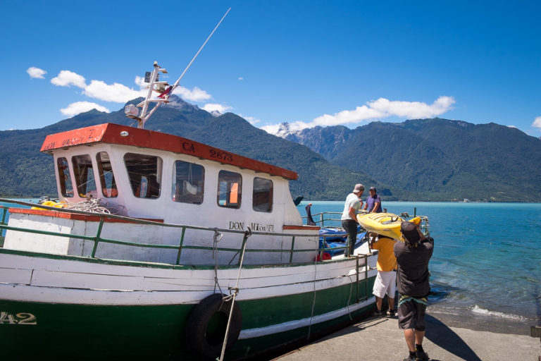 Loading Kayaks onto the Don Miguel mothership