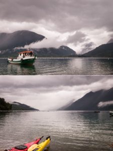 Rain Comau Fjord from Isla Llancahué