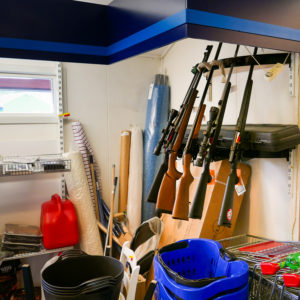 A rack of guns in the Pilersuisoq supermarket in Kulusuk, East Greenland