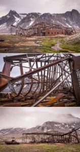 Closer images of the rusted hanger at the abandoned Bluie East Two airbase