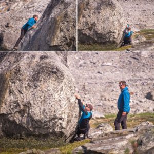 Maxime and Filip bouldering at our lunch stop in the Tasilap Kua Valley