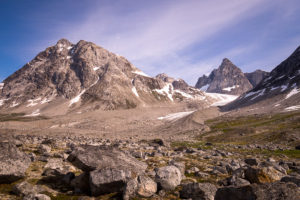 View from the valley up the glacier leading to Tasiilaq Mountain Hut