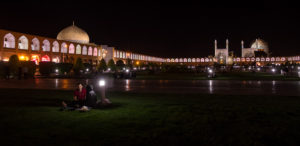 Picnicing in Naqsh-e Jahan Square at night - Esfahan - Iran