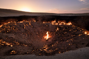 Darvaza crater - natural gas on fire -Turkmenistan
