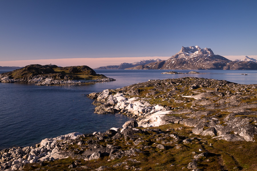 The view across the Nuuk Fjord to an iconic mountain from near Café Inuk in Nuuk, Greenland