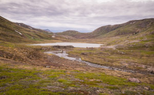 The lake where the Waterfall Hike turns towards the fjord on its way back to Igaliku in South Greenland