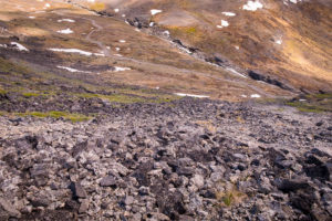 The steep, rocky route I used to descend from Kvanefjeld near Narsaq in South Greenland