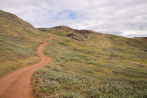 Dirt road leading up to the pass from Tasiusaq to Qassiarsuk in South Greenland