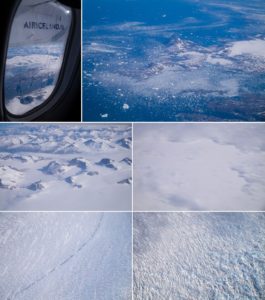 Views flying from Iceland to South Greenland