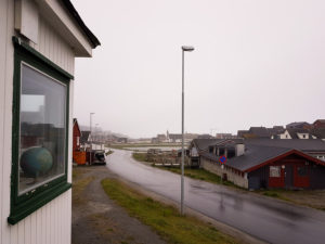 The very rainy view from the front of my great Airbnb in Nuuk, Greenland