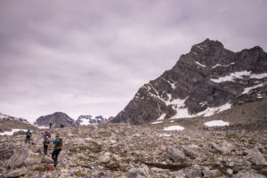 My trekking companions hiking to the hidden lake