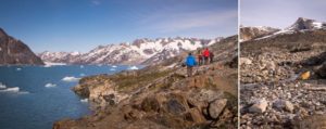 Views of the fjord and mountains on a short hike from first campsite