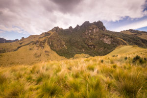 View of Cerro Negro on my hike along the shore of Laguna Caricocha near Otavalo, Ecuador