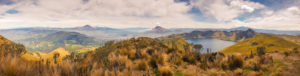 Panorama of the view from summit of Fuya Fuya near Otavalo, Ecuador. Includes the Cotocatchi, Cayambe volcanoes and Laguna Caricocha