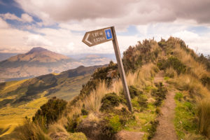 The only trail sign I saw on the hike up Fuya Fuya near Otavalo, Ecuador