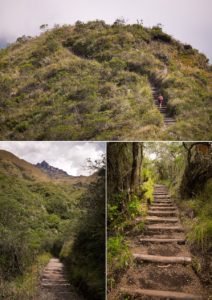 Images of the well-maintained trail around Laguna Cuicocha near Otavalo, Ecuador