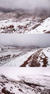 Views of the snowy landscape we encountered while hiking between the refugio and the glacier on Volcán Cotopaxi in Ecuador