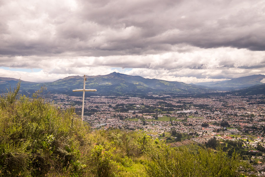 Cross overlooking the outskirts of Quito on the trail up A less-steep part of the trail up Volcán Ilaló