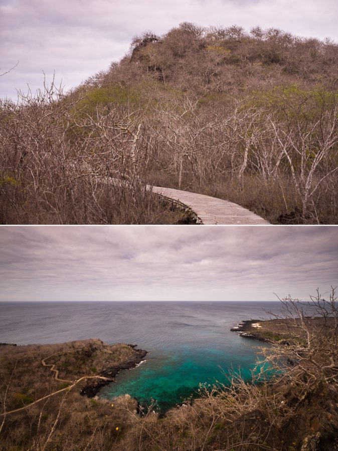 Path up to the viewpoint of Tijeretas (top) and Tijeretas Bay (bottom) - Isla San Cristóbal - Galapagos