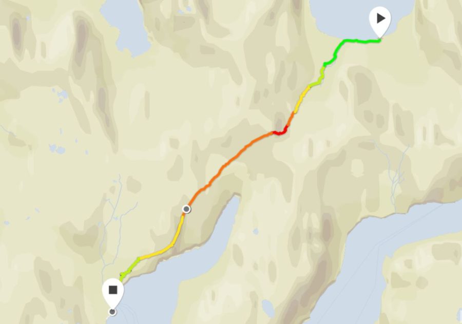 Basic Map of the route I took from Hloduvik to Hesteyri from Strava