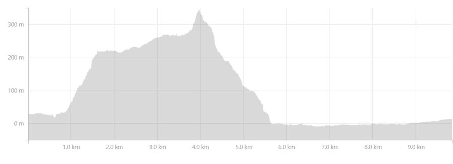 Altitude profile of the route I took from Hornbjargsviti to Hornvik from Strava