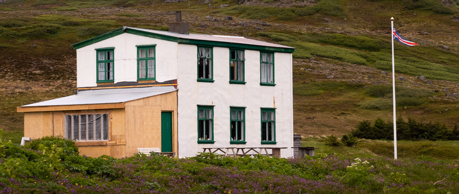 Outside of the Old Doctor's house in Hesteyri, Hornstrandir, Iceland