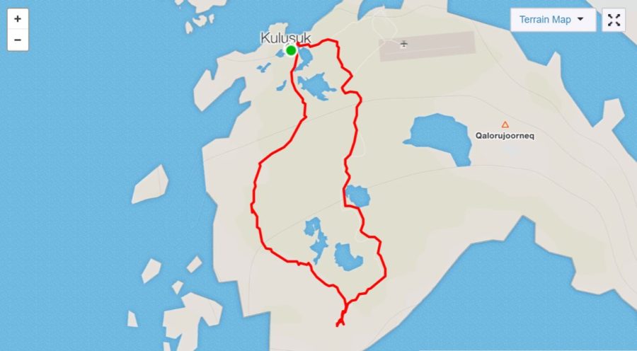 Basic Map of hike to DYE-4 radar station on Day 2 of Icefjords and Remote Villages Trek - from Strava