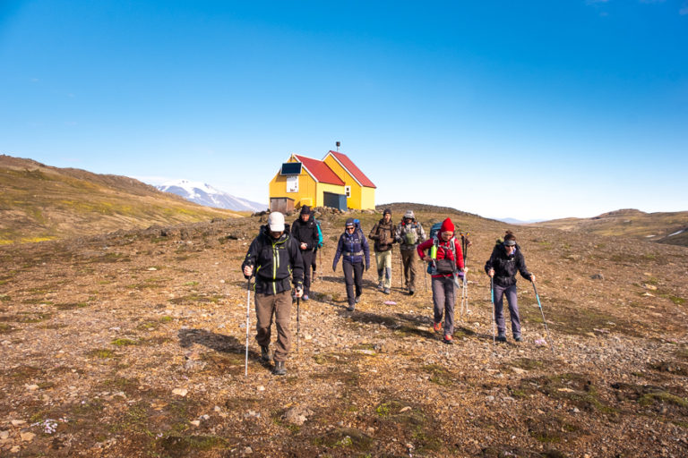 Leaving Geldingafell Hut on Day 2 of Shadow of Vatnajökull trek - East Iceland