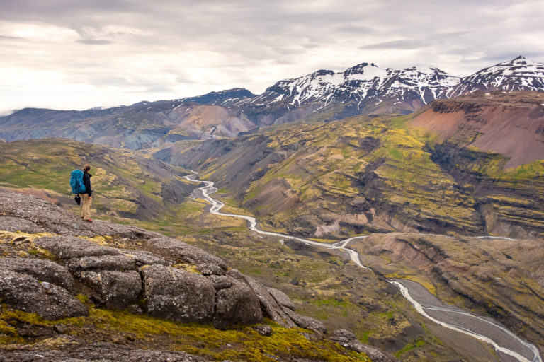View into the valley before Tröllakrókar on Day 3 of Shadow of Vatnajökull trek - East Iceland