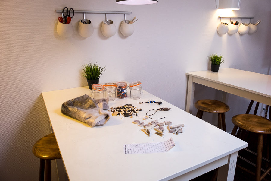 Image of the workspace with my materials on the table at the Hotel Sisimiut - West Greenland