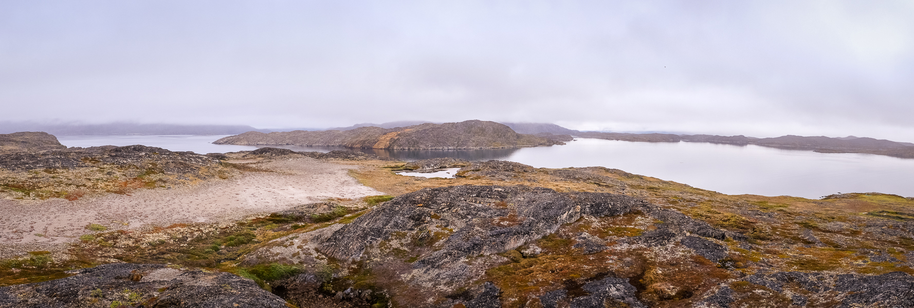 Panorama from the top of Nipisat Island near Sisimiut in West Greenland