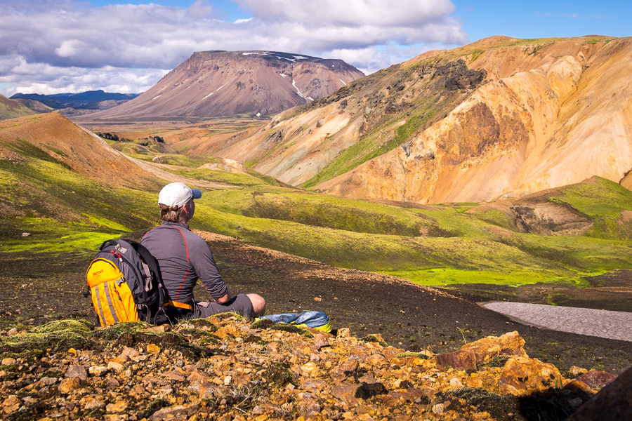 Admiring the colourful Ljósártungur rhyolite mountains - Volcanic Trails - Central Highlands, Iceland