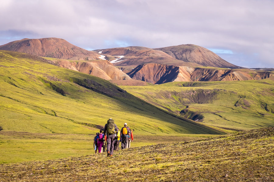 Hiking towards the Ljósártungur rhyolite mountains - Volcanic Trails - Central Highlands, Iceland