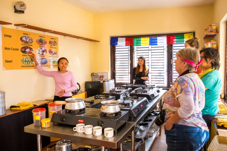Sabita explaining the different menus - 2Sisters Nepal Cooking School - Kathmanu